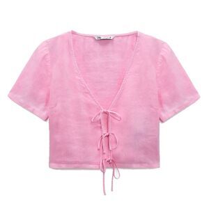 ⭕️ ZARA Top Pink Linen Medium